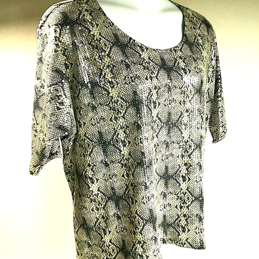 Style & Co Snake Print, Sequin top, Pullover Plus Size 2X